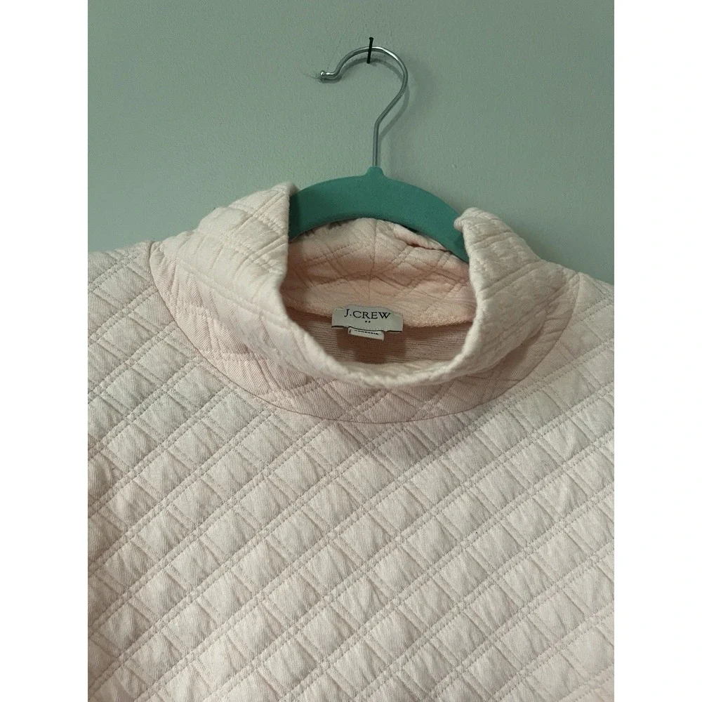 J. Crew Lightweight Sweater Mock Turtleneck Quilted Pink Preppy Women Size Large